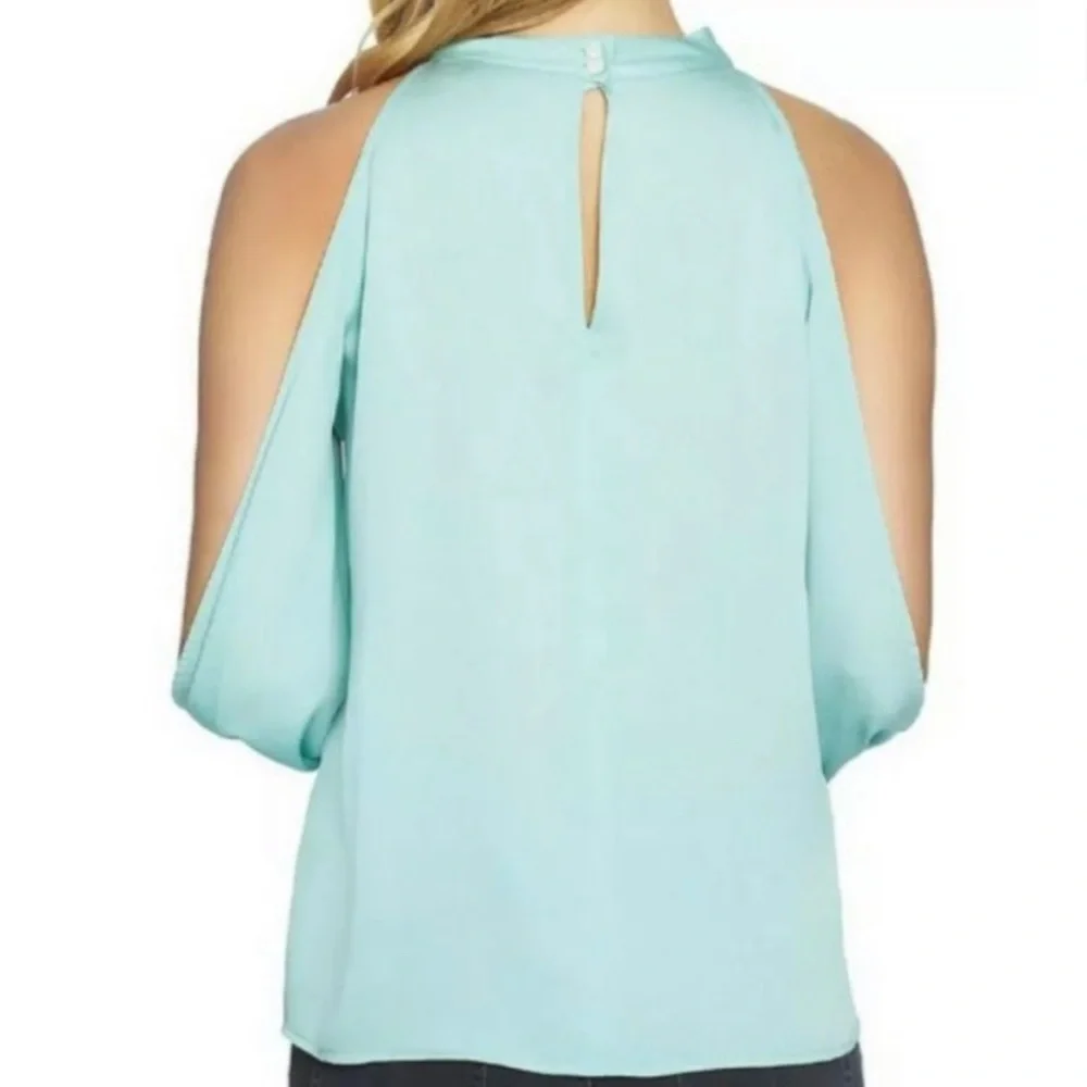 New 1. State Women's Cold Shoulder - Twilight Hour Mint Leaf blouse Sz XL NWT - Picture 2 of 5